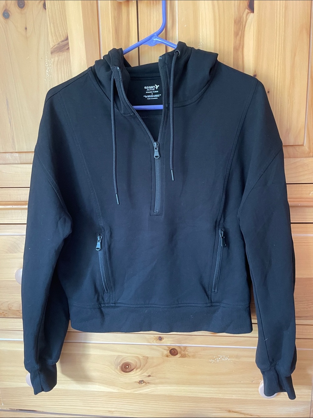 Old Navy Black Half-Zip Hooded cropped Sweatshirt